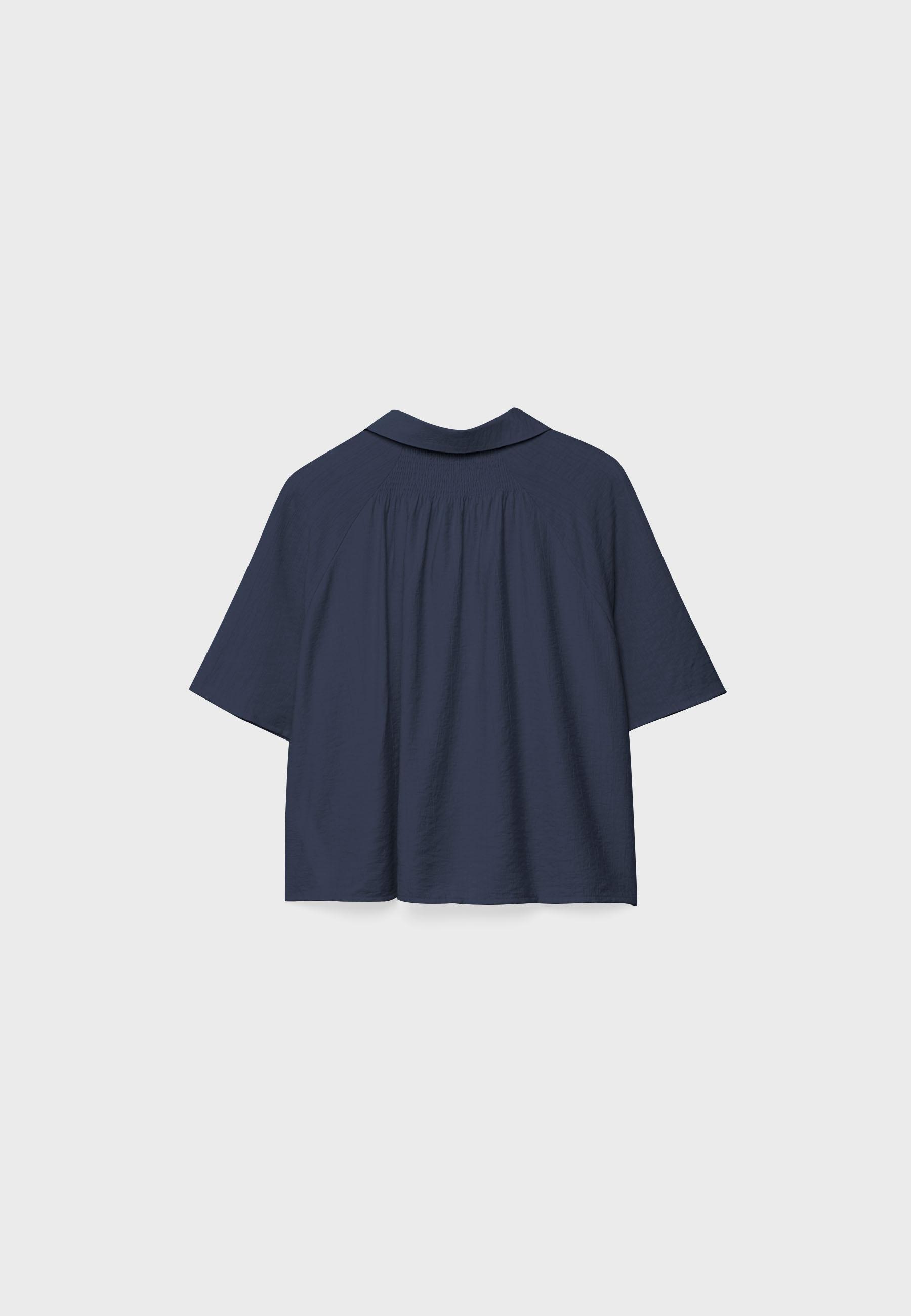 Button-up flowing shirt — Navy blue