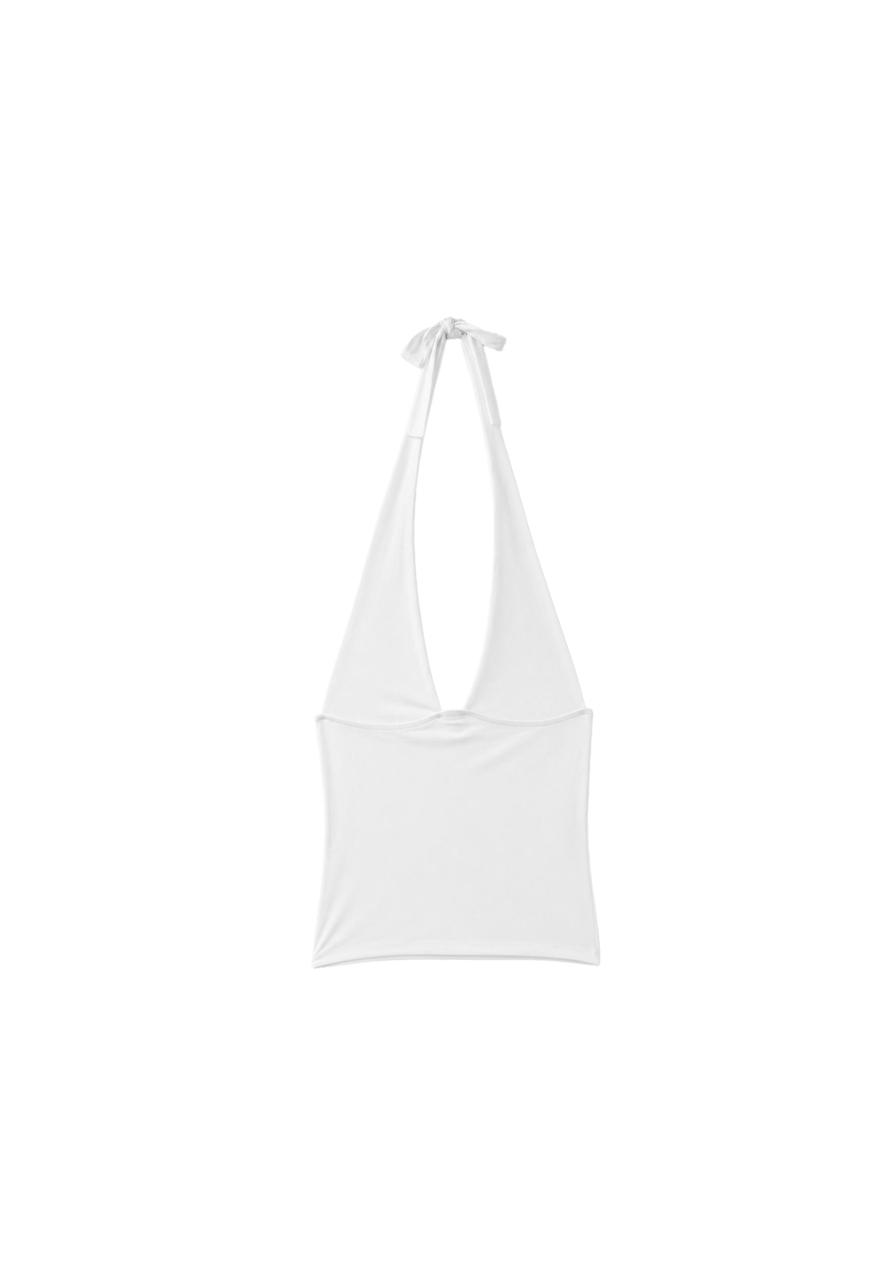 Halter neck tie top — White