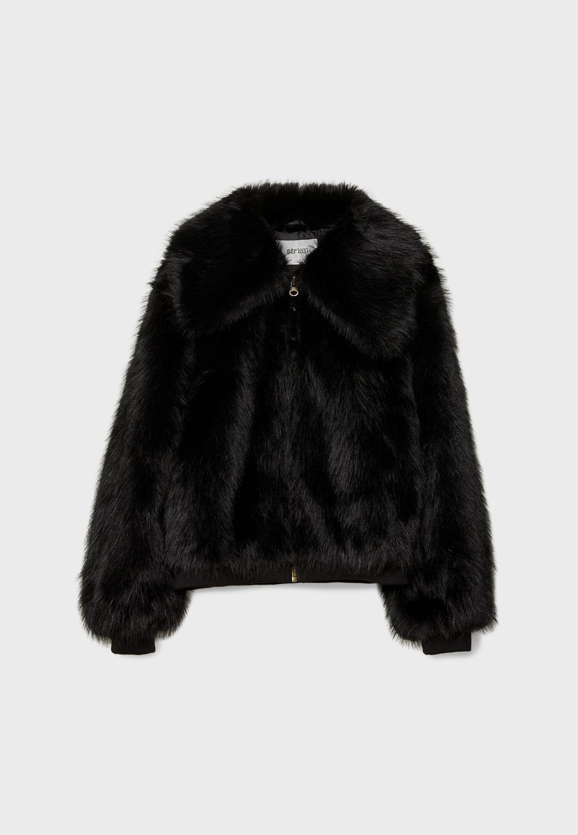 Faux fur jacket with zip - Main Image