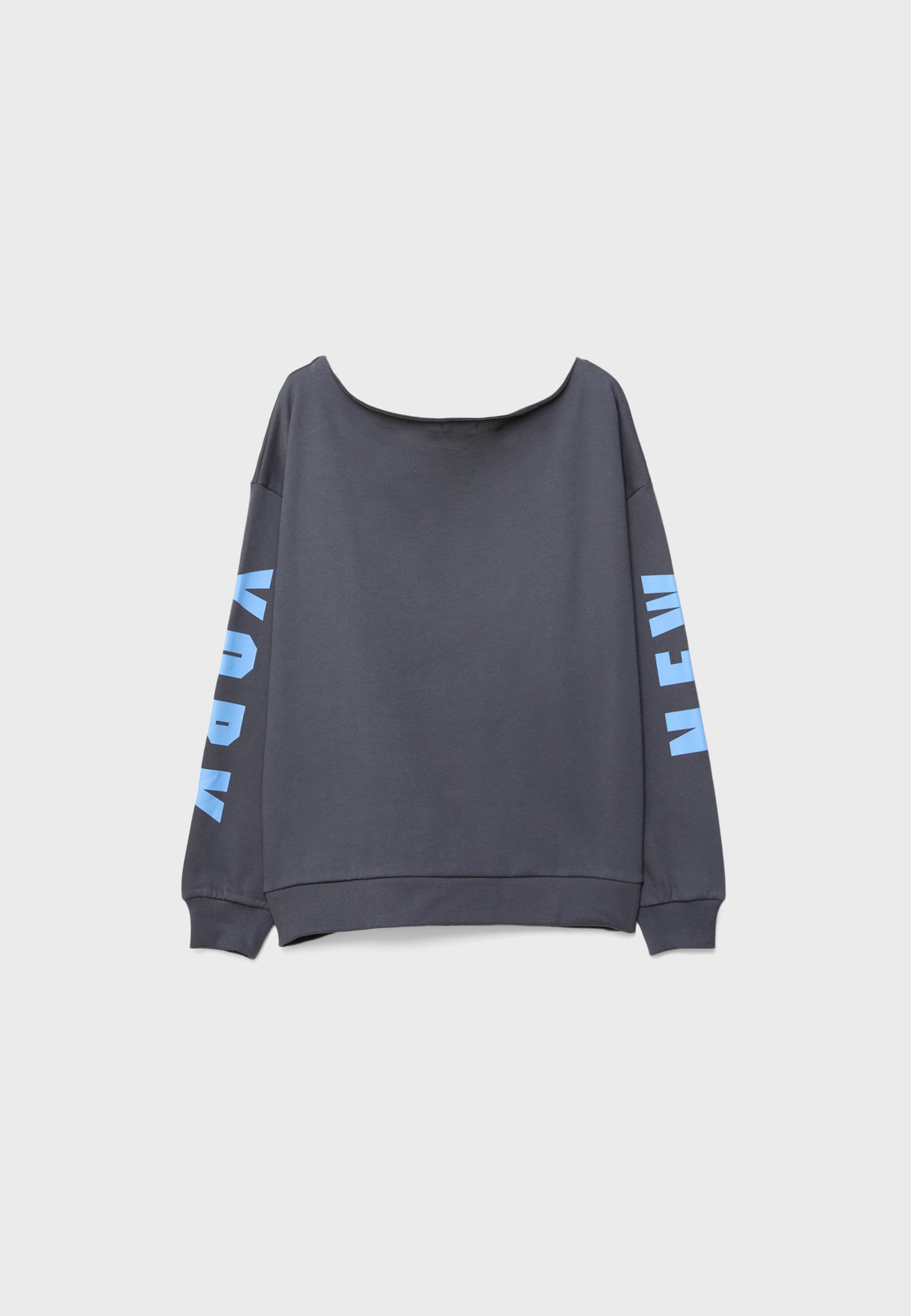 Printed boat neck sweatshirt — Dark grey