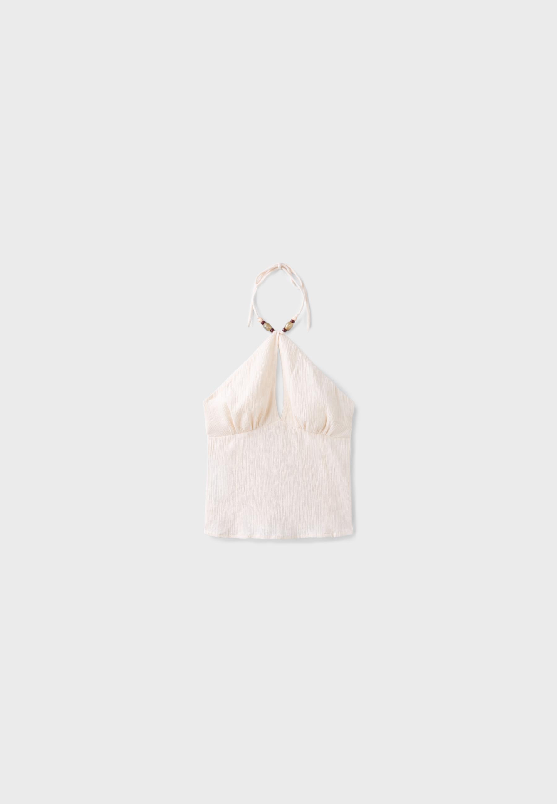 Regular top with bead detail — Stone