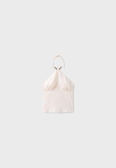 Regular top with bead detail — Stone 7
