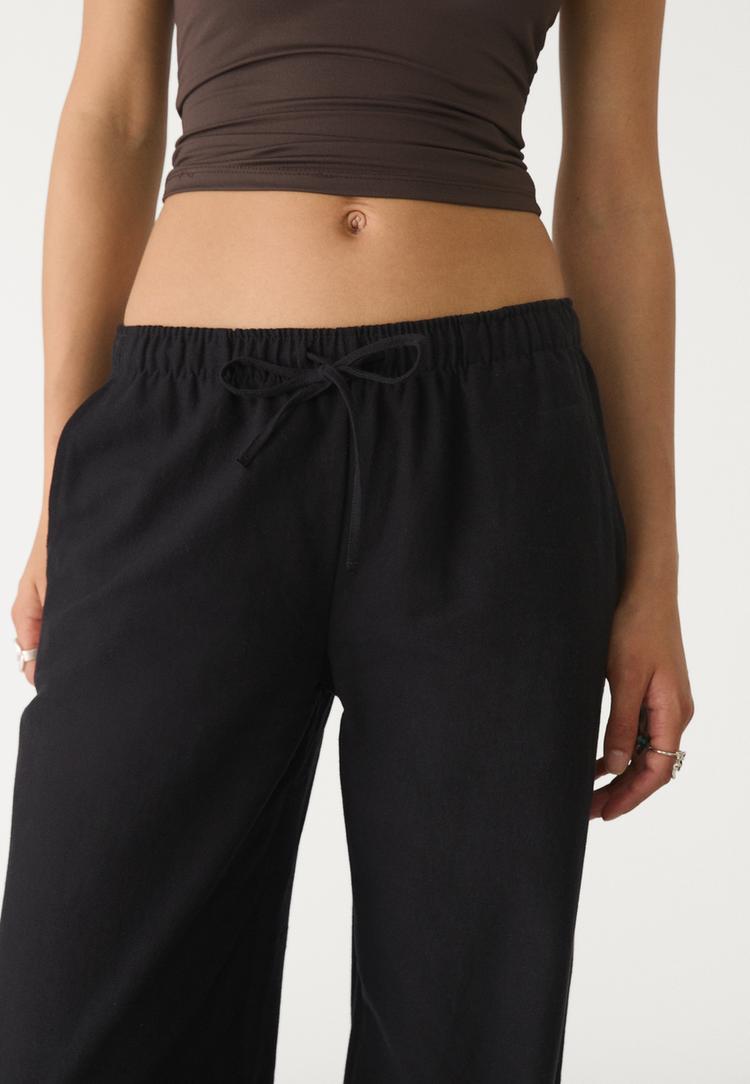 linen blend drawstring trousers