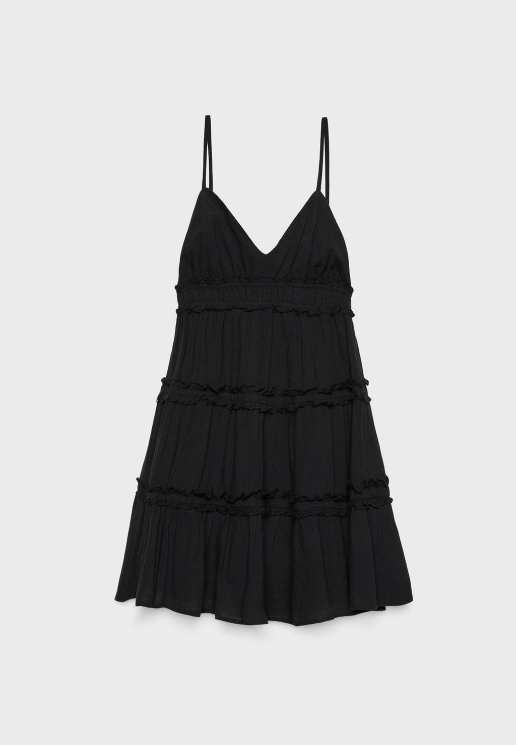 Vestido corto tirantes volantes