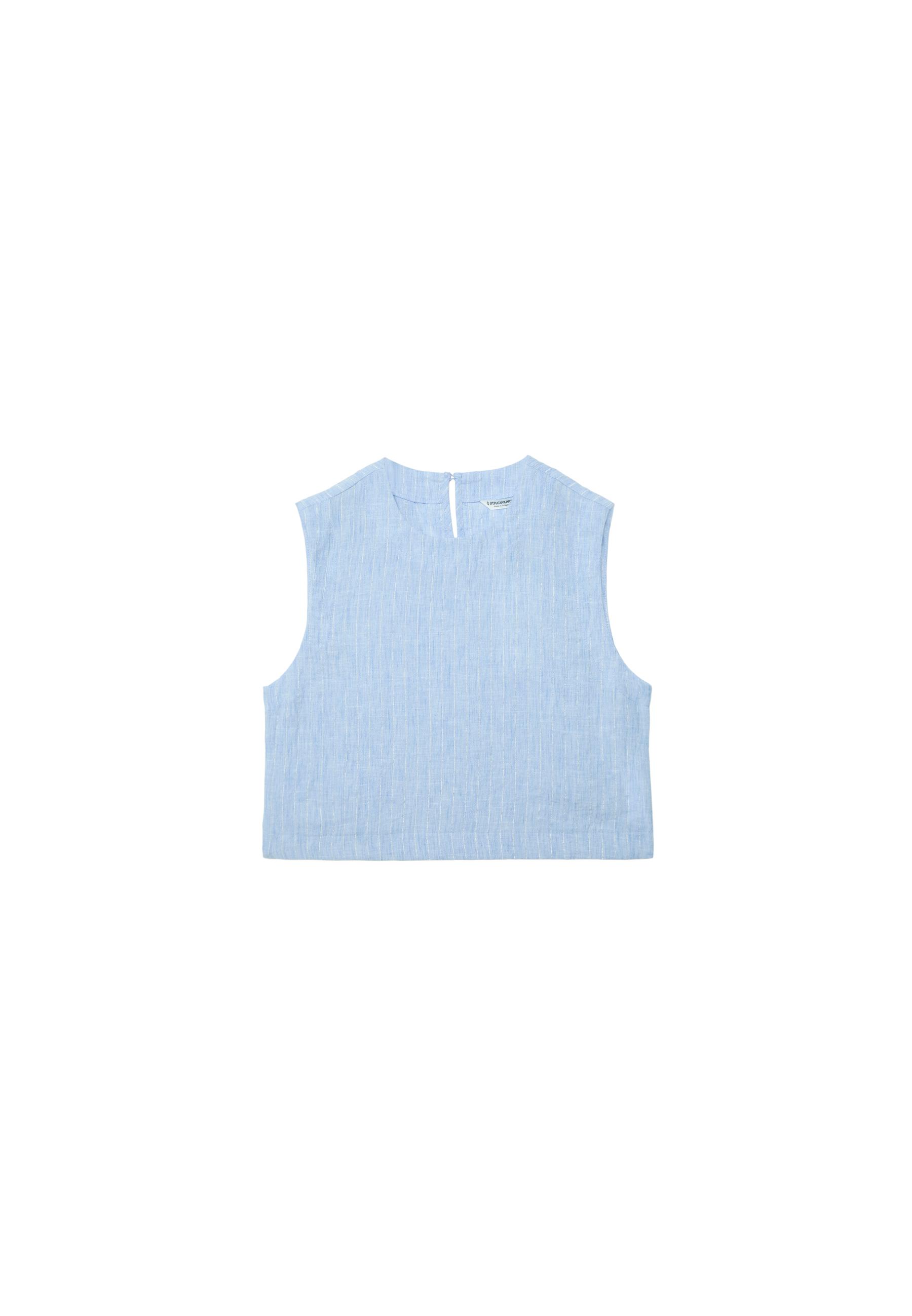Striped rustic round neck top — Blue