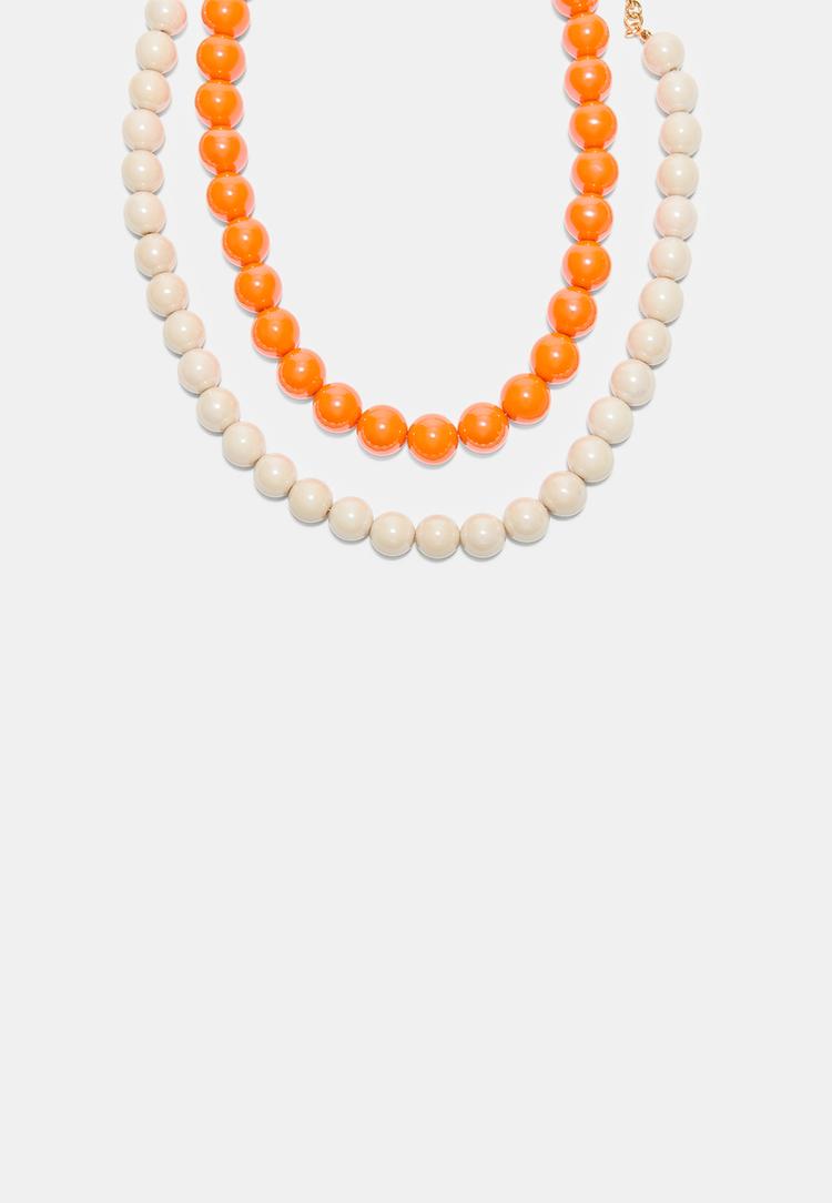 Stradivarius Set 2 Coliere Cu Bile Portocaliu Os