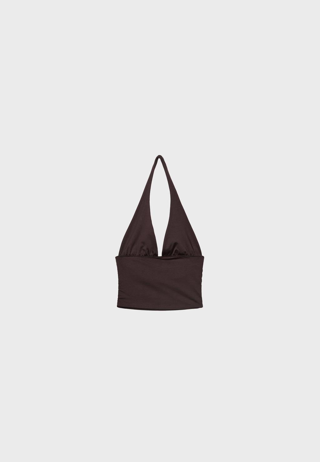 Neckholder-Shirt mit Raffung