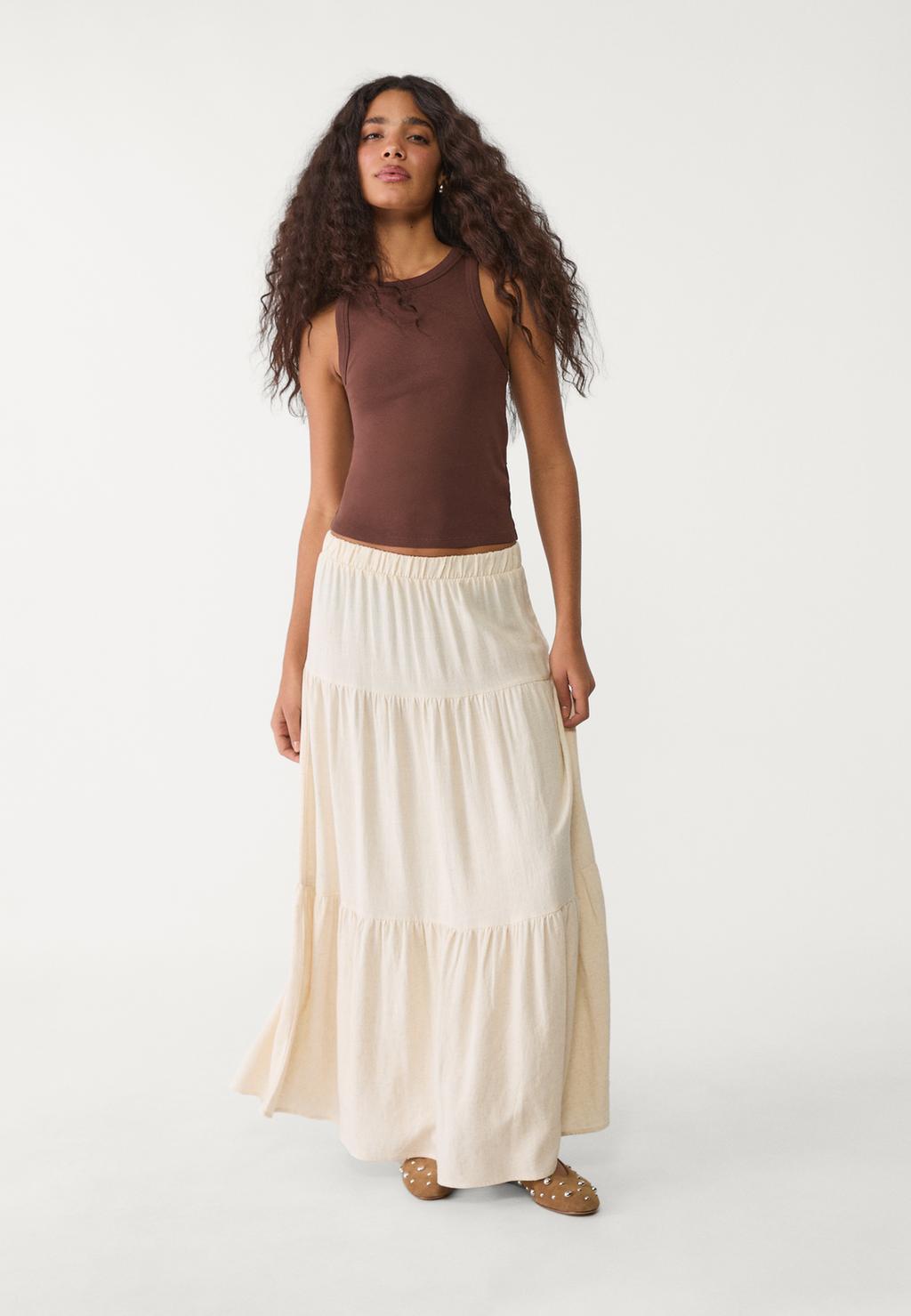 Flowing linen blend skirt