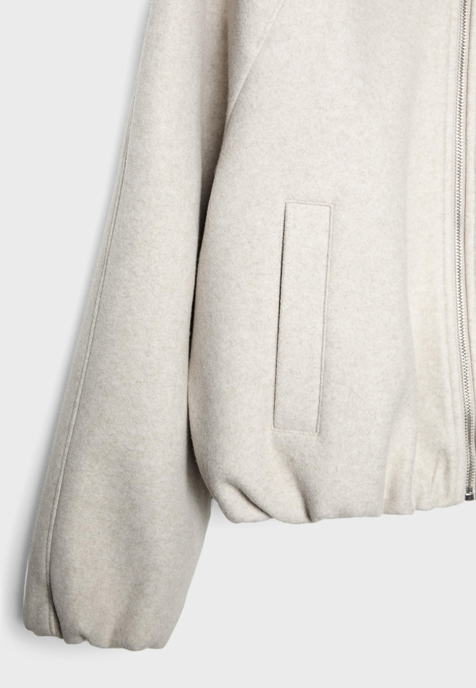 Soft-touch balloon bomber jacket — Ecru