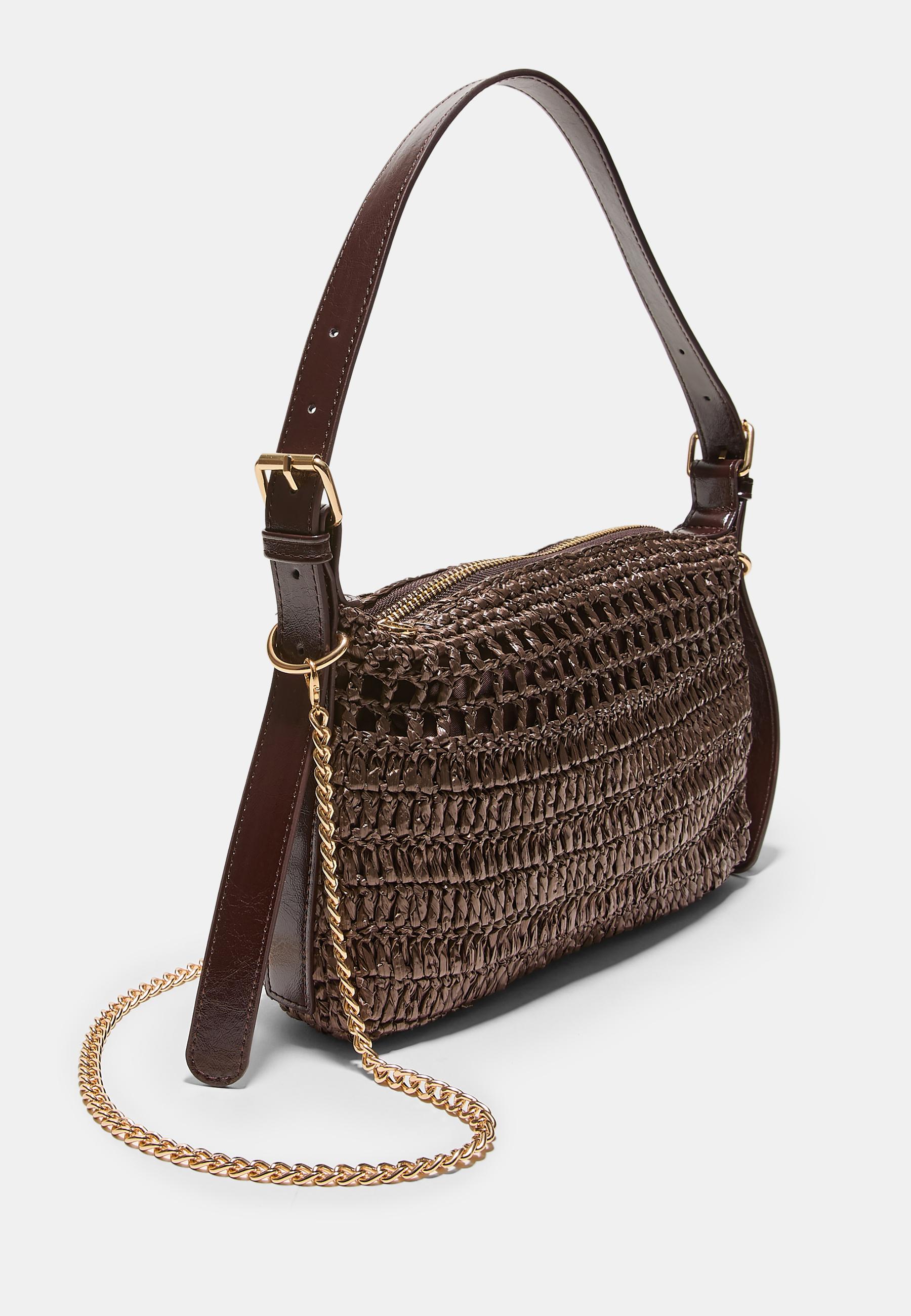 Mini crochet shoulder bag — Brown