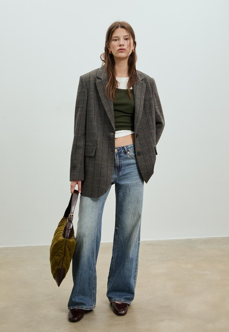 oversized geruite blazer