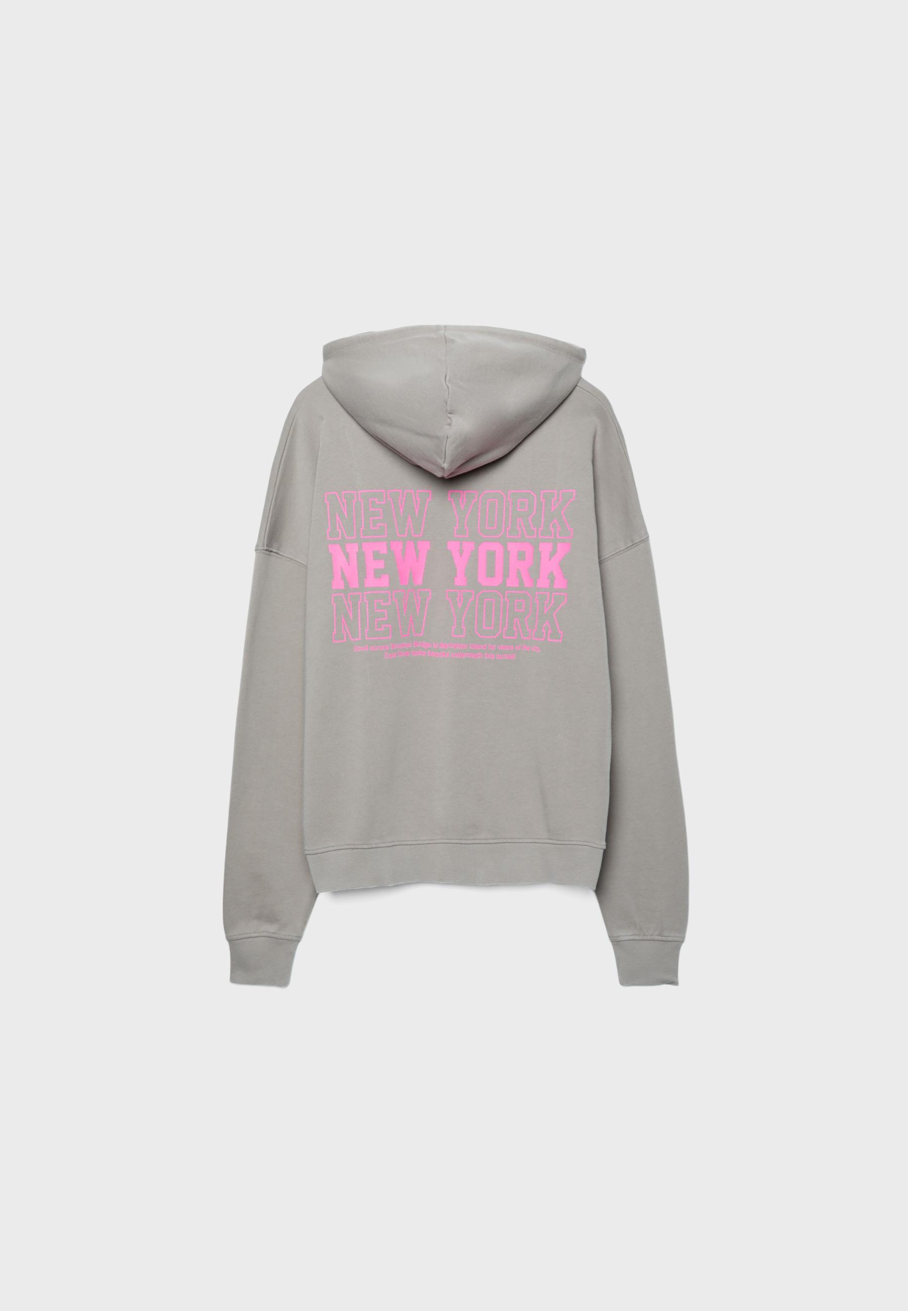 Positional washed-effect hood sweatshirt — Beige