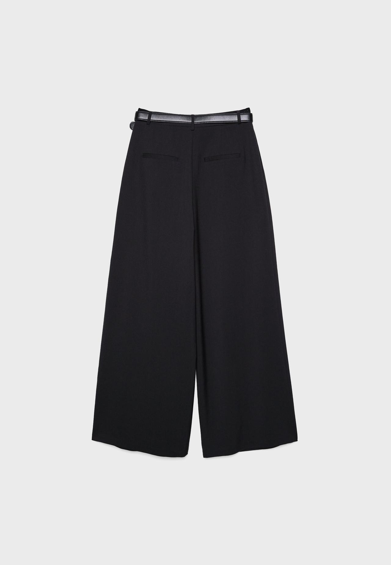 Maxi-darted trousers with belt — Black