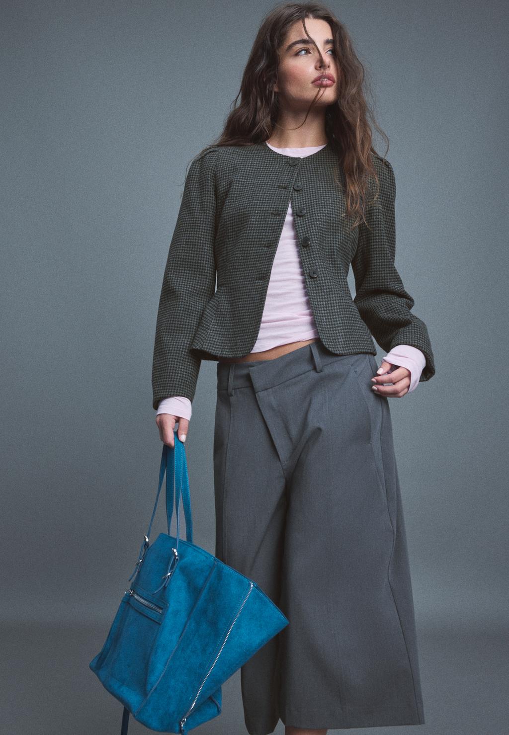 Peplum wool-blend blazer