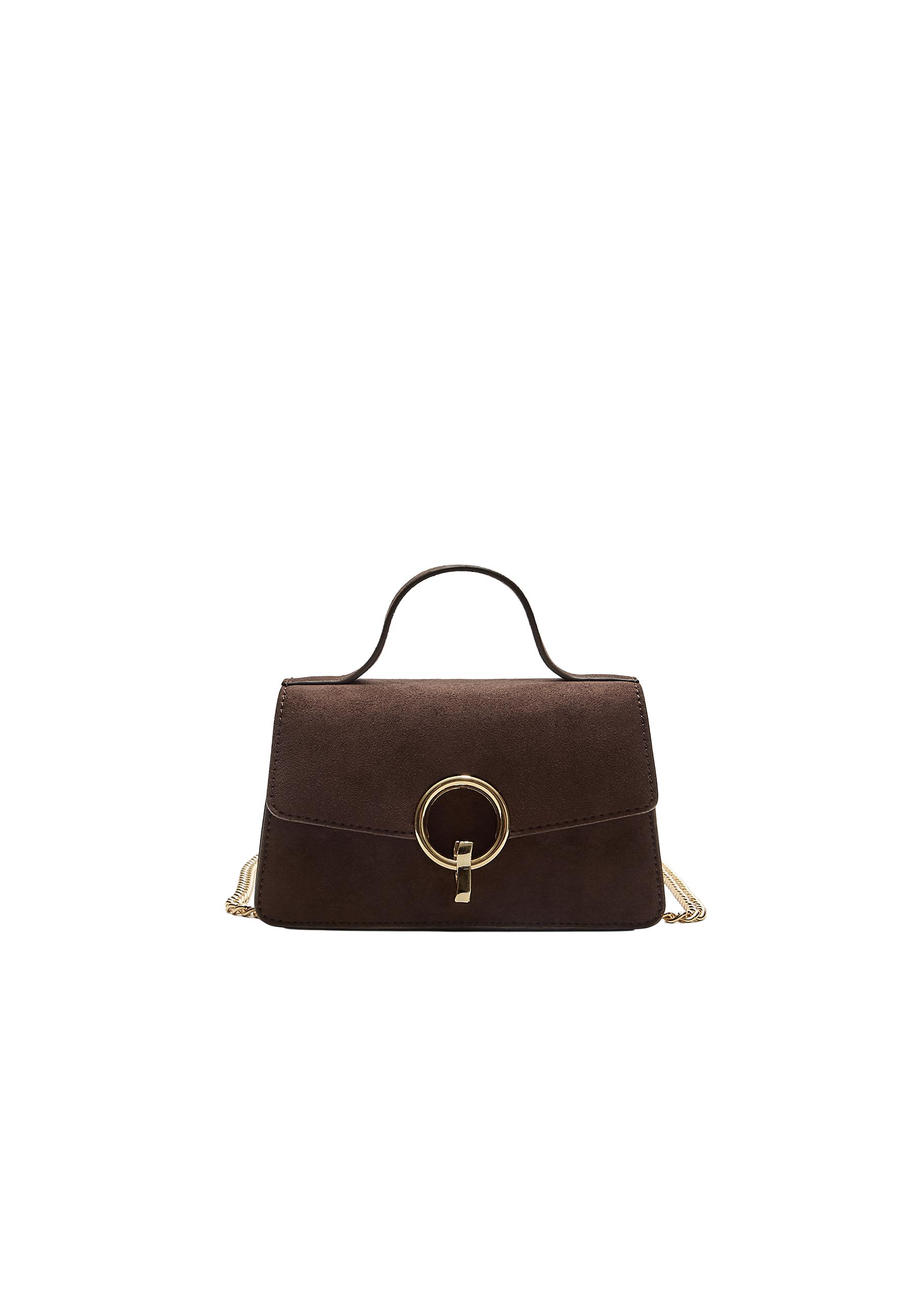 Crossbody bag with a round clasp — Brown