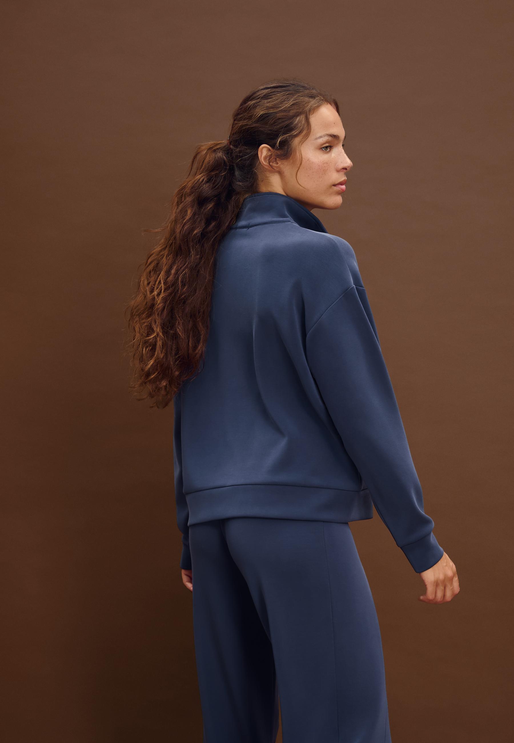 Soft-touch zip-up sweatshirt — Dark blue (alternate view)