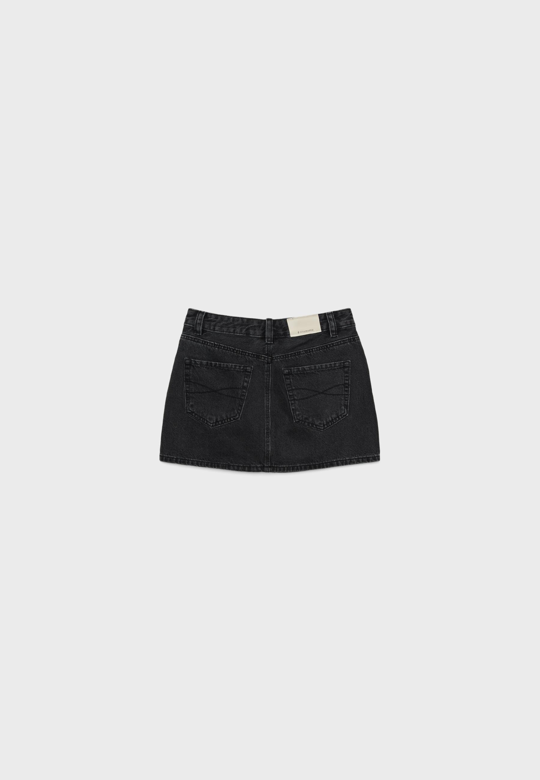 RONRON ♥ STAR BLACK MINI DENIM SKIRT /追跡付 DE-RON