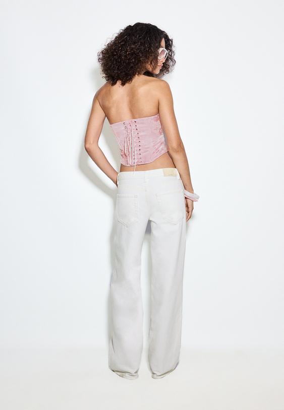 Stradivarius D91 Low Wide-Leg Twill Jeans Vanilla 12