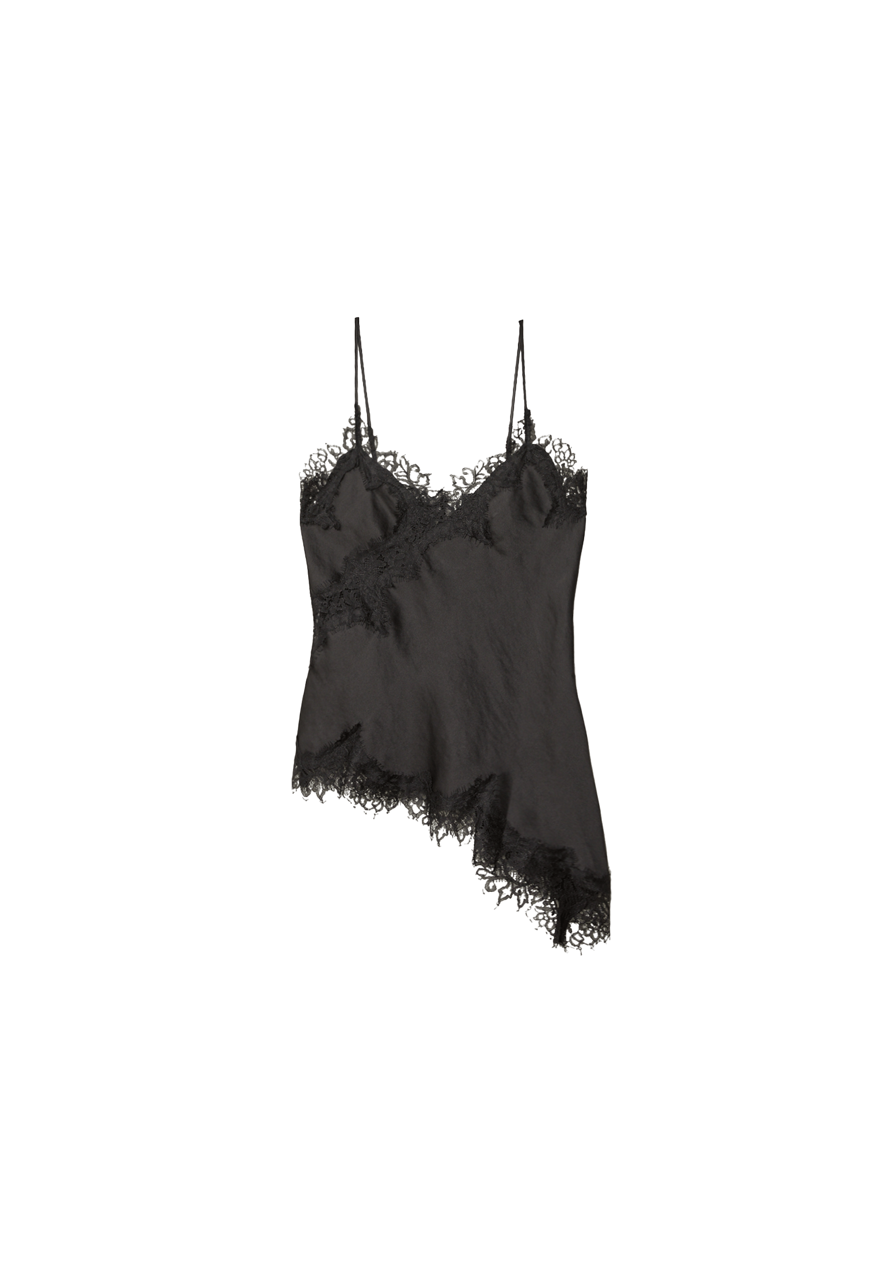 Asymmetric lace camisole top — Black