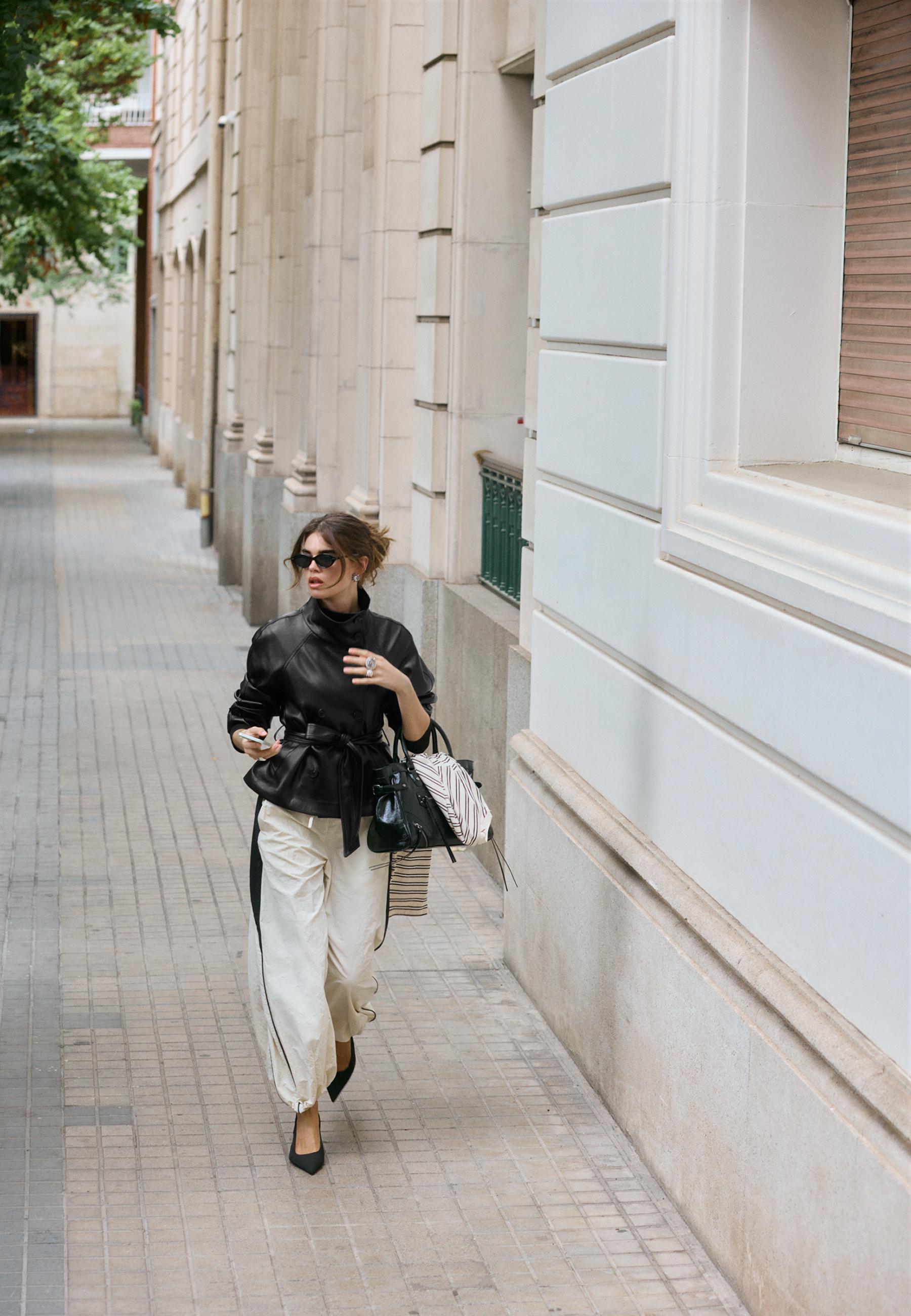Stradivarius Stradivarius Tailored Καμπαρντίνα Με Όψη Δέρματος Μαύρο Xl