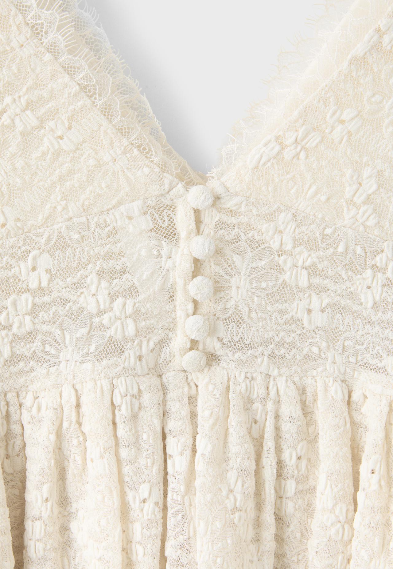 Lace peplum strap top — Vanilla