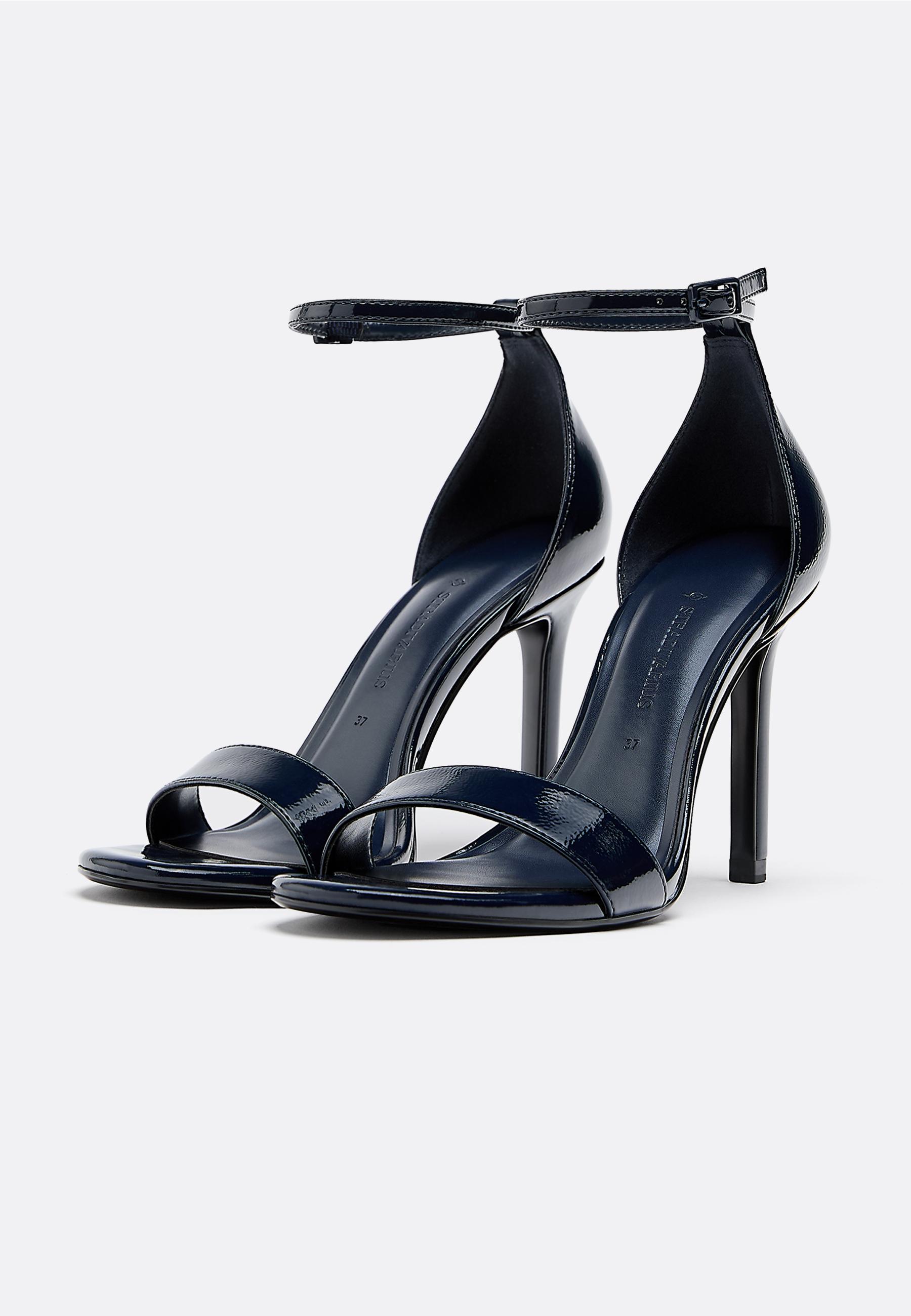 Patent effect heeled sandals — BLUE