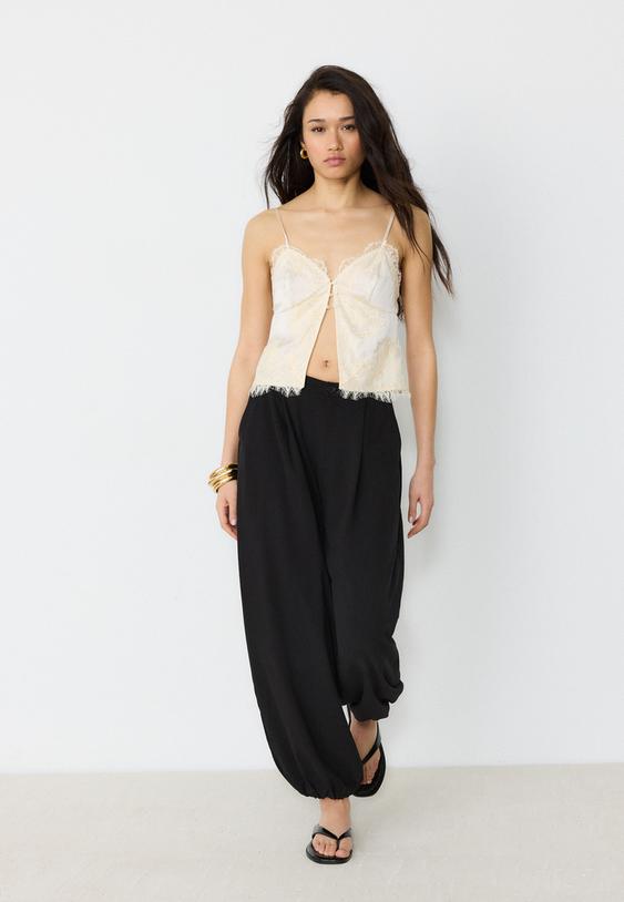 Stradivarius Smart Balloon Fit Trousers Black Xs