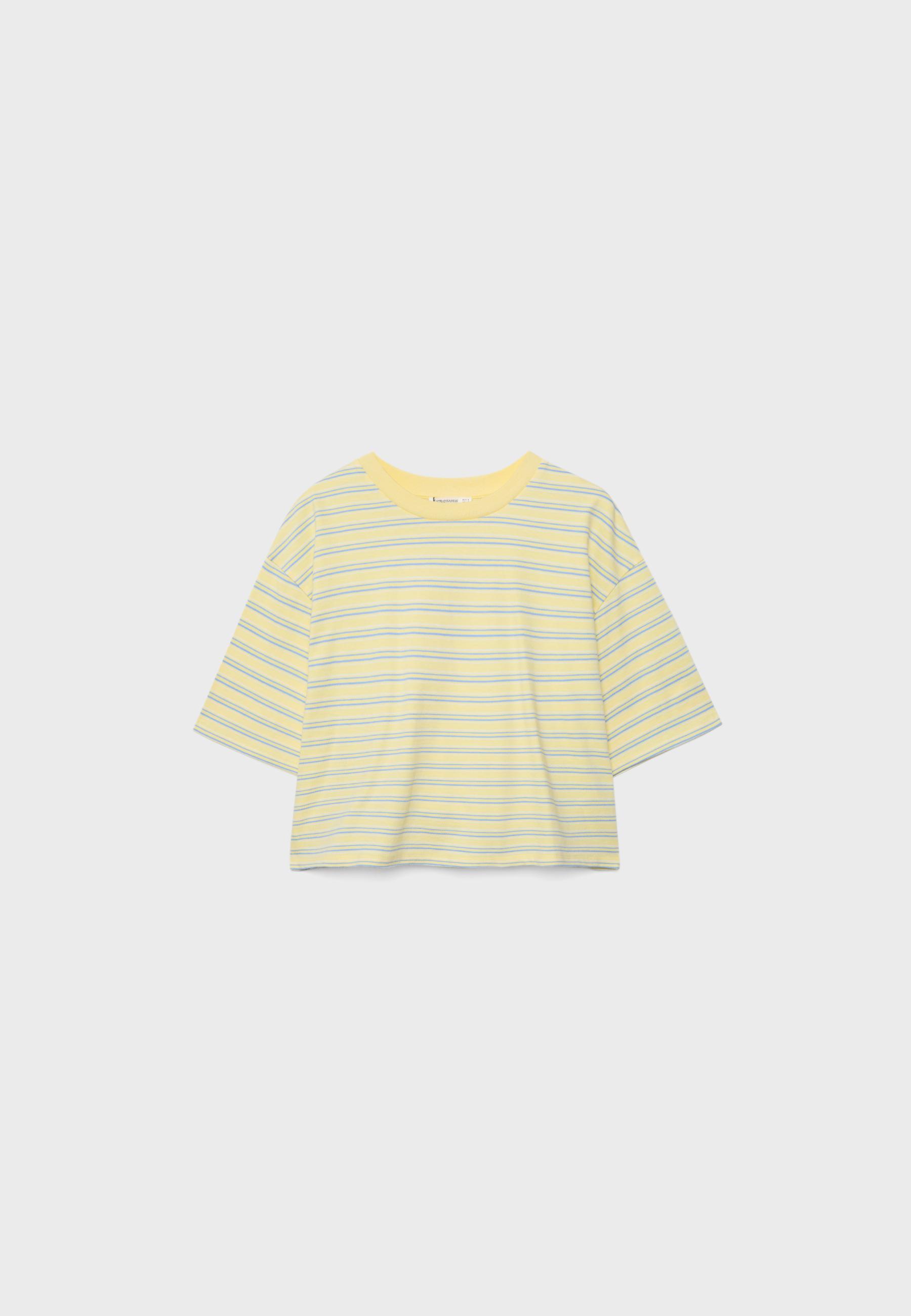 Striped short sleeve T-shirt — Pastel yellow