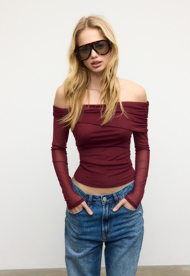 camiseta asimetrica tul