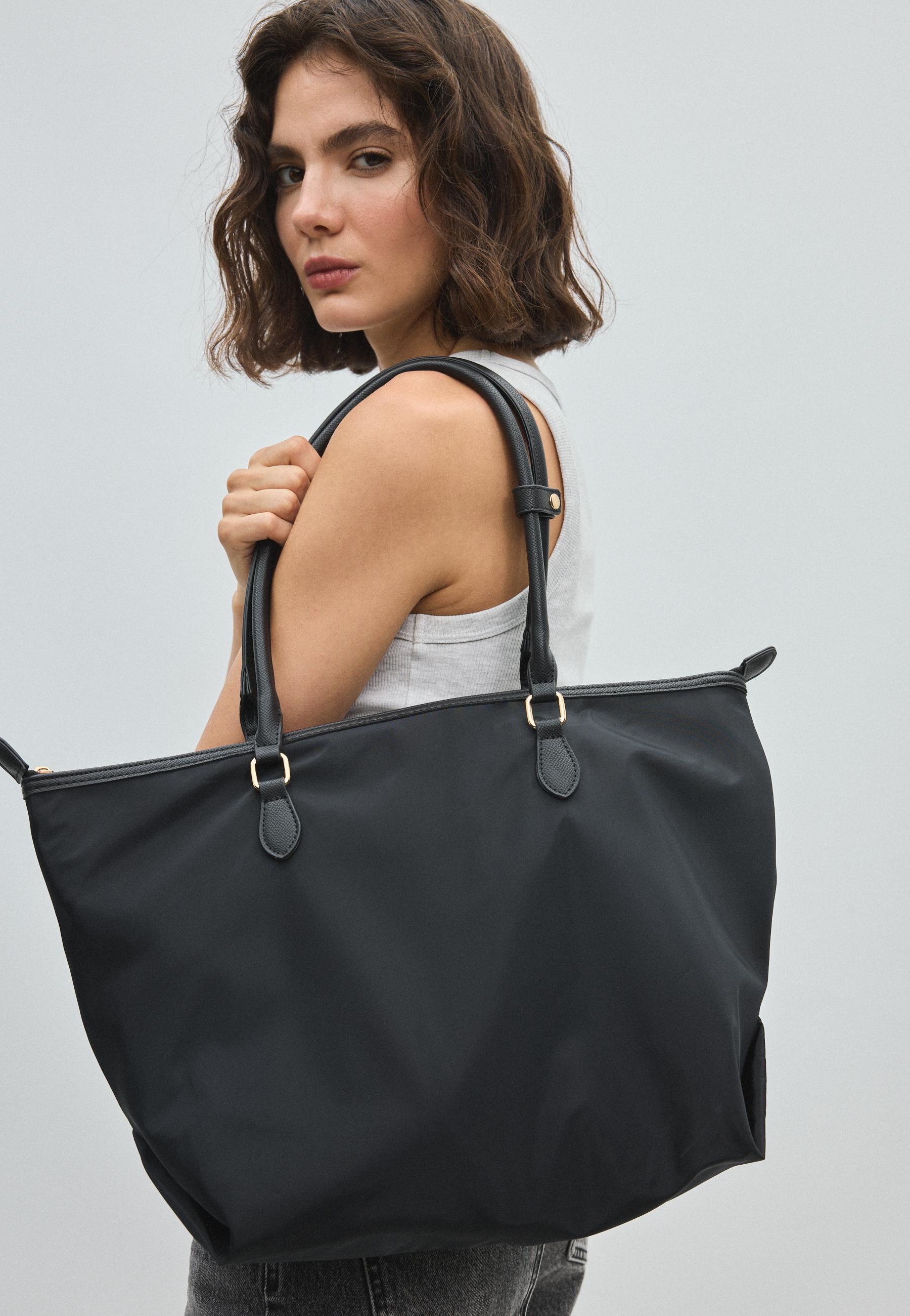 Contrast crossbody shopper bag — Black