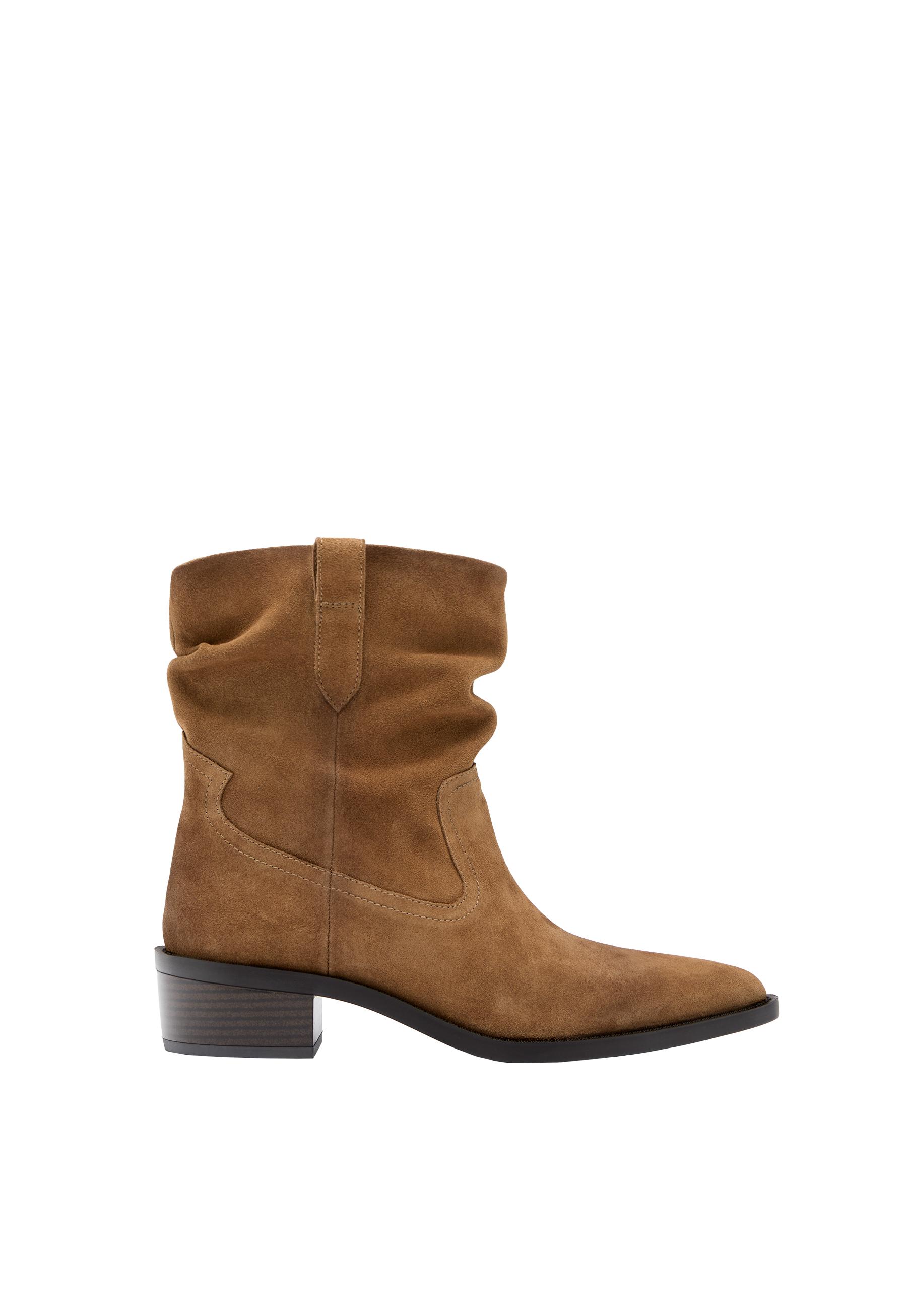 Slouchy cowboy leather ankle boots — BEIGE