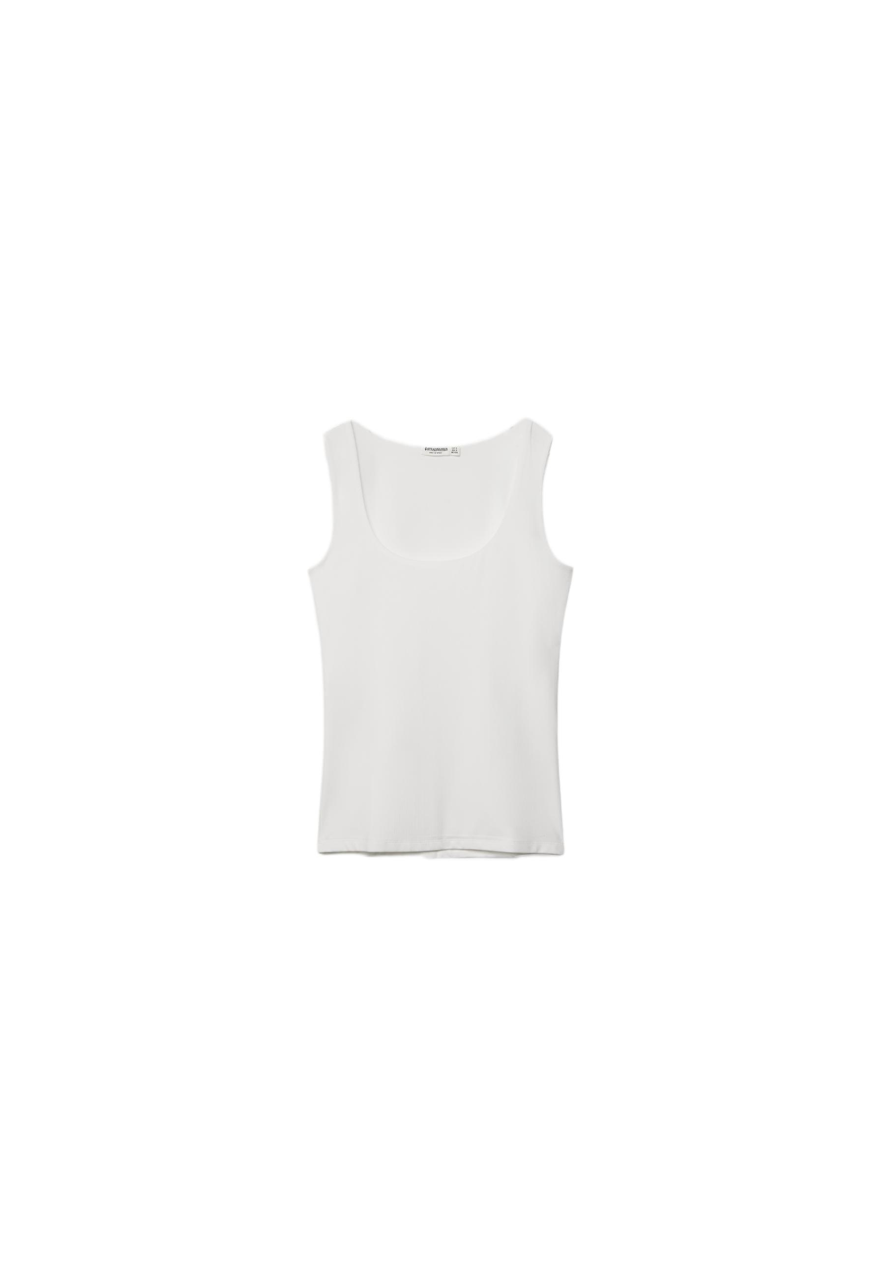 Polyamide wide-strap T-shirt — Ecru