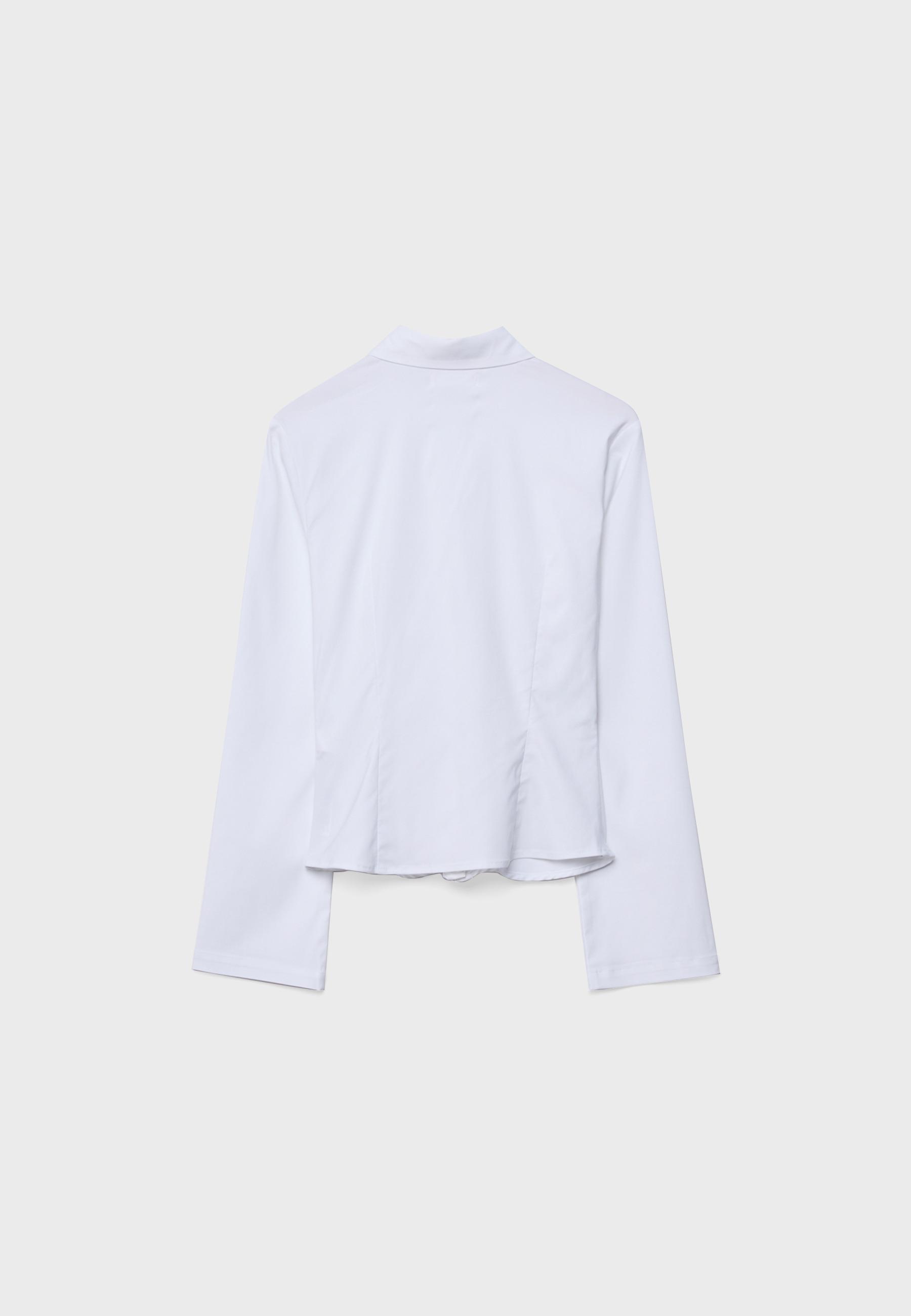 Plain gathered shirt — White