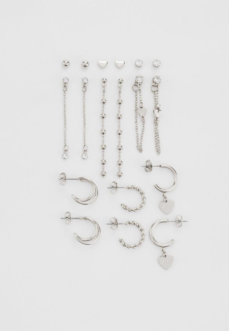 set 9 pendientes corazon