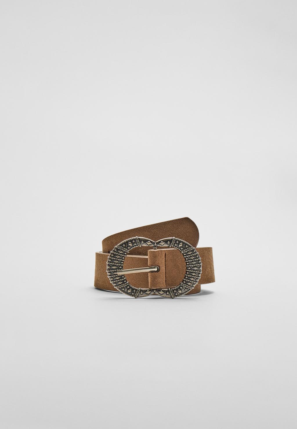 Embossed double-buckle belt