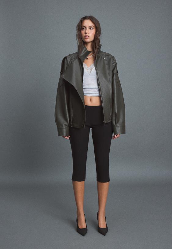 giacca biker oversize in finta pelle