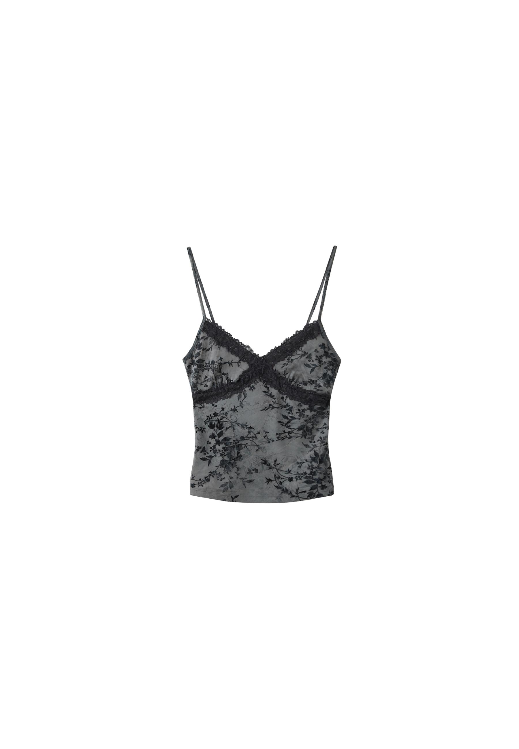 Felted lace fitted top — Dark grey