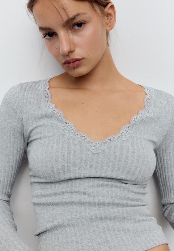 camiseta seamless encaje