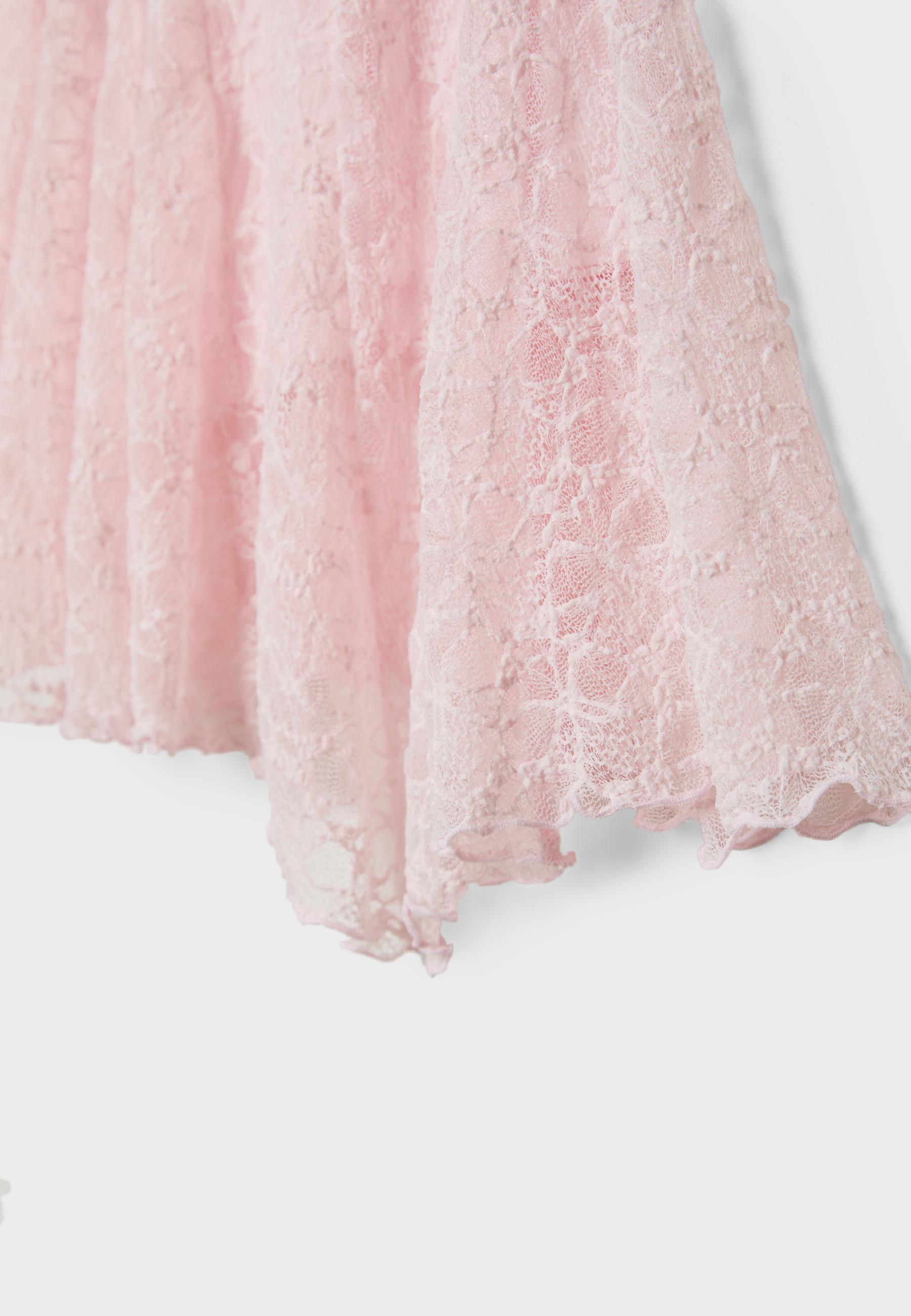 Asymmetric lace mini skirt — Pastel pink