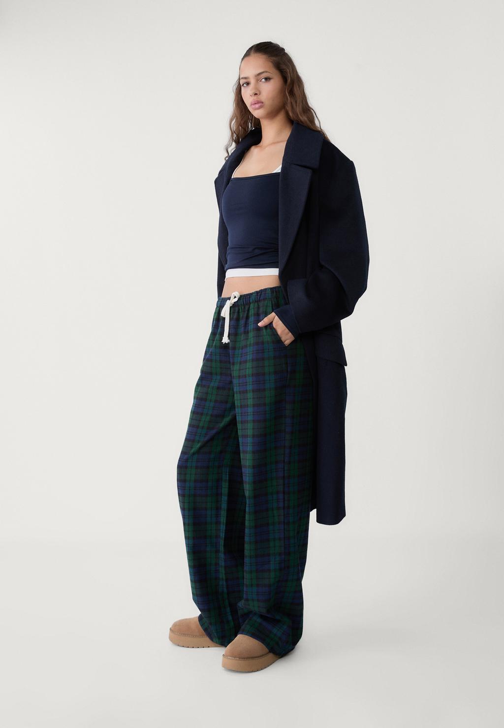 Checked cotton trousers