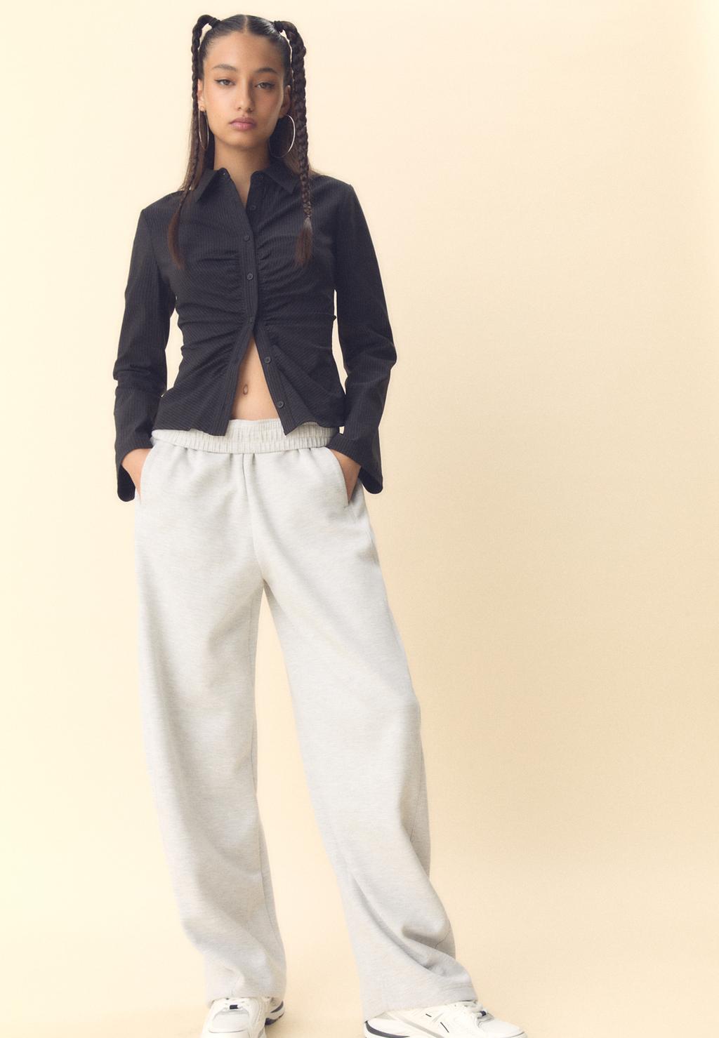 Pantalon barrel en molleton