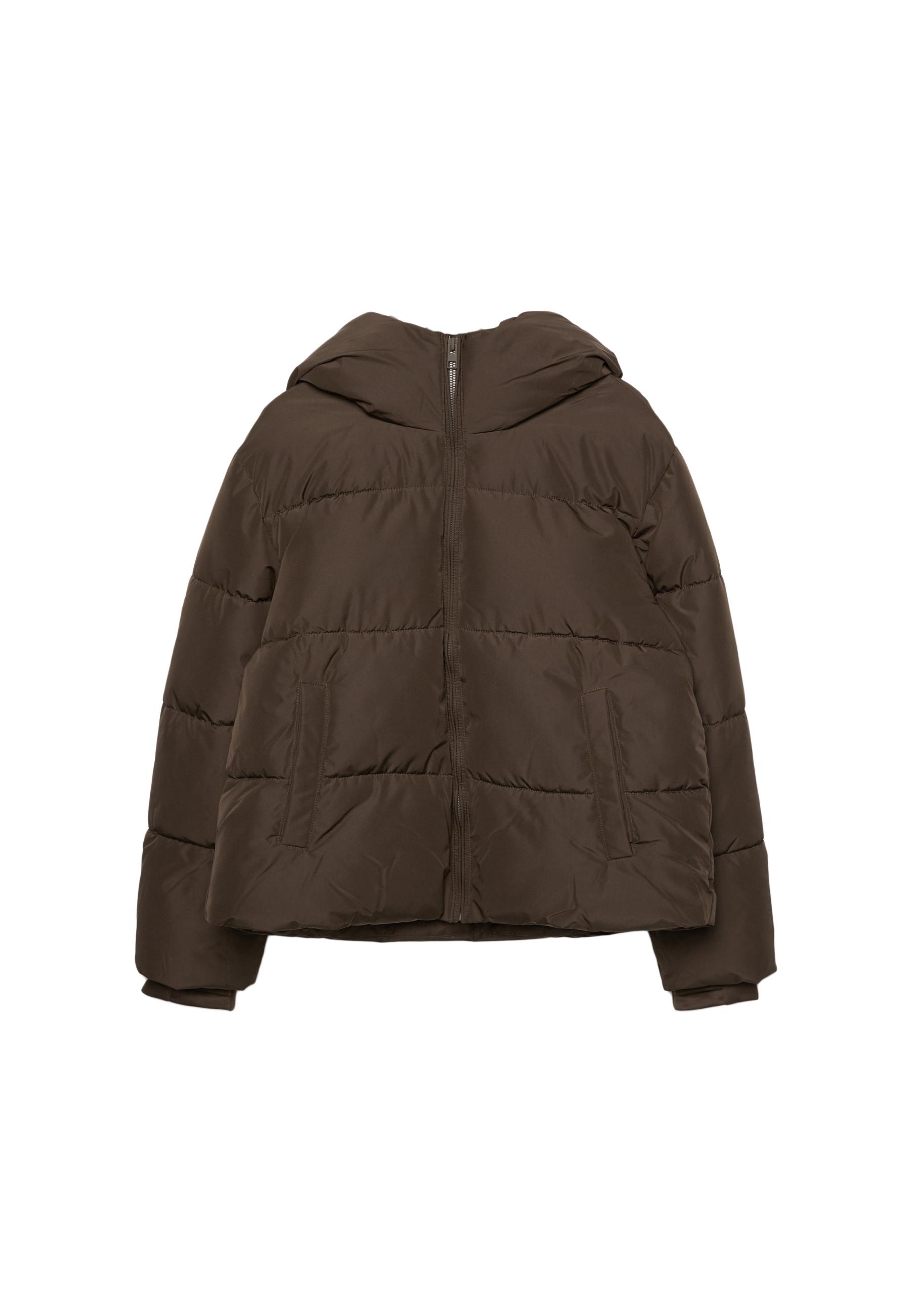 Hooded padded jacket — Brown