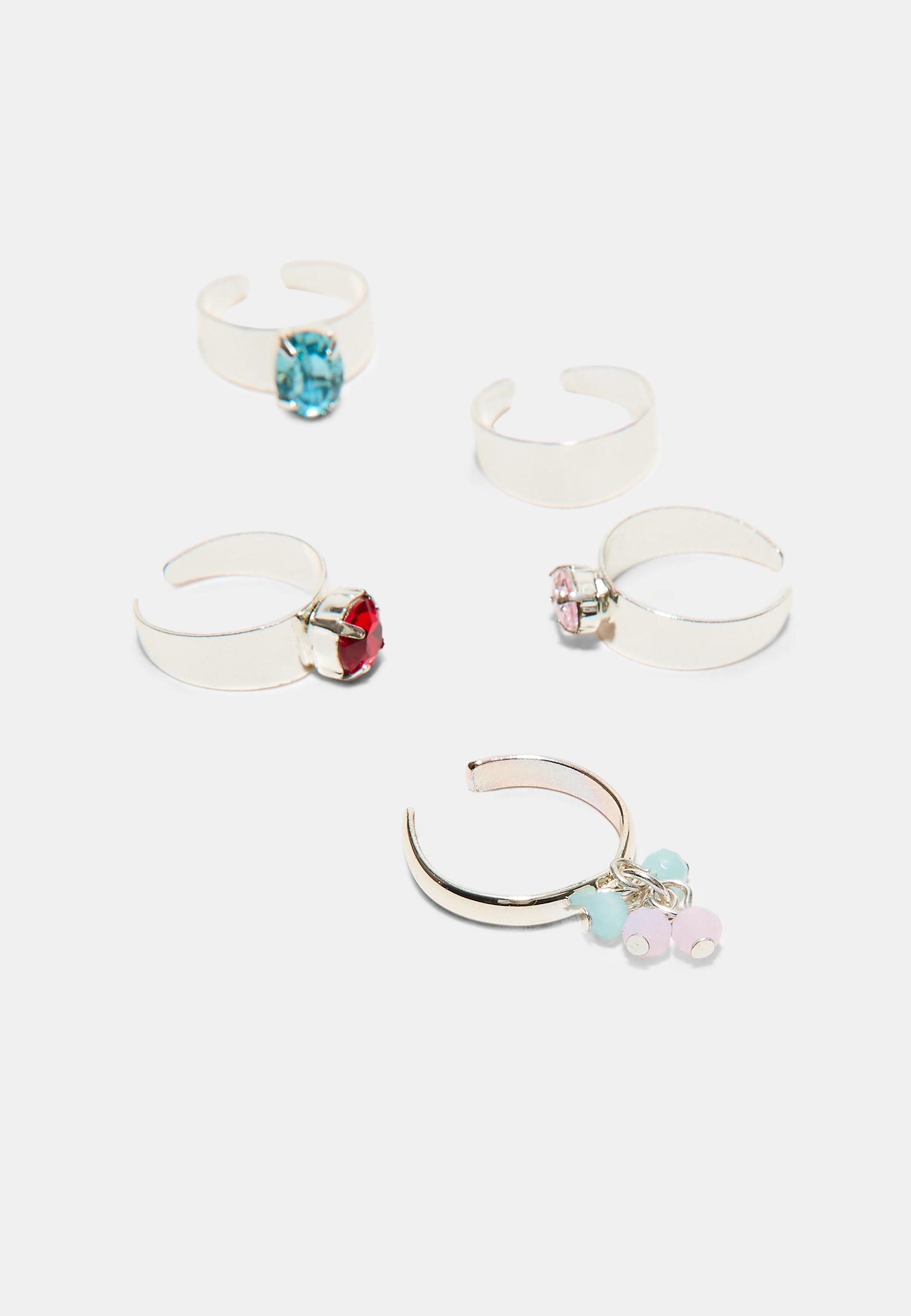 Set of 5 toe rings — Grey