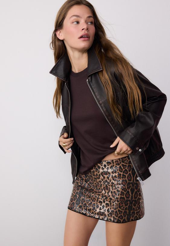 gonna pantalone mini paillettes stampa animalier