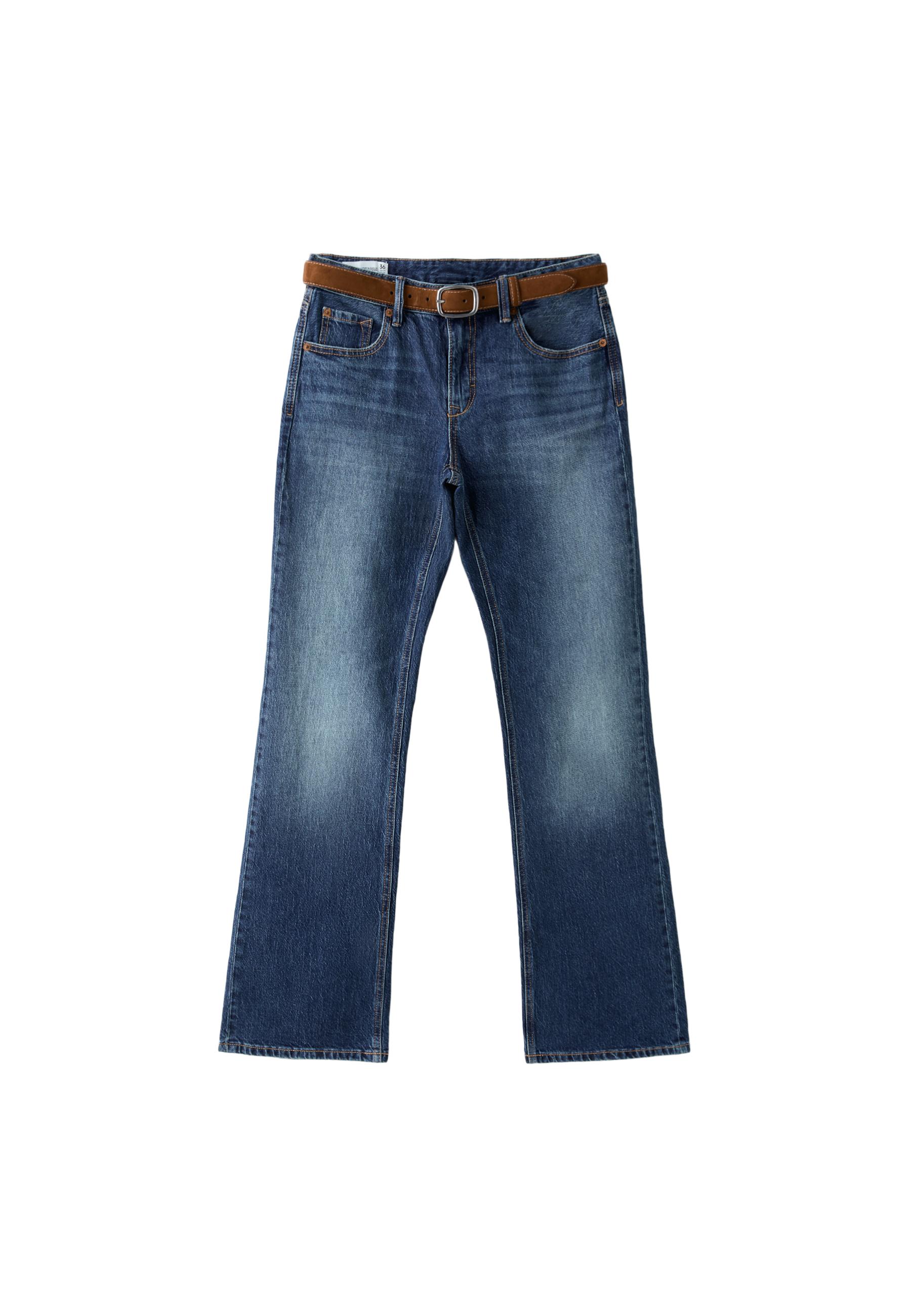 D68 Boot-cut jeans with belt — LIGHT GREY DENIM WASH