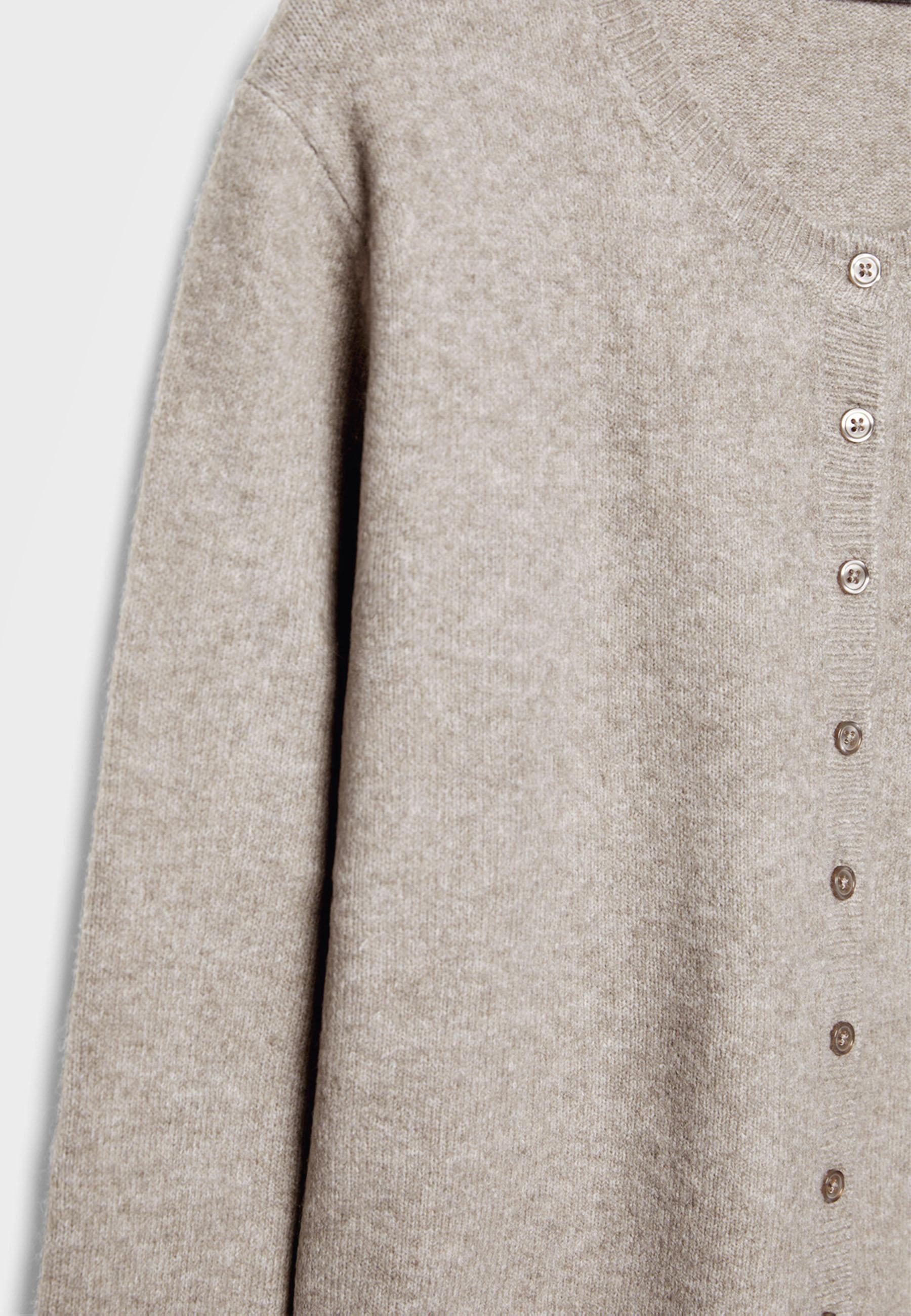 Soft-touch button-up knit cardigan — Stone