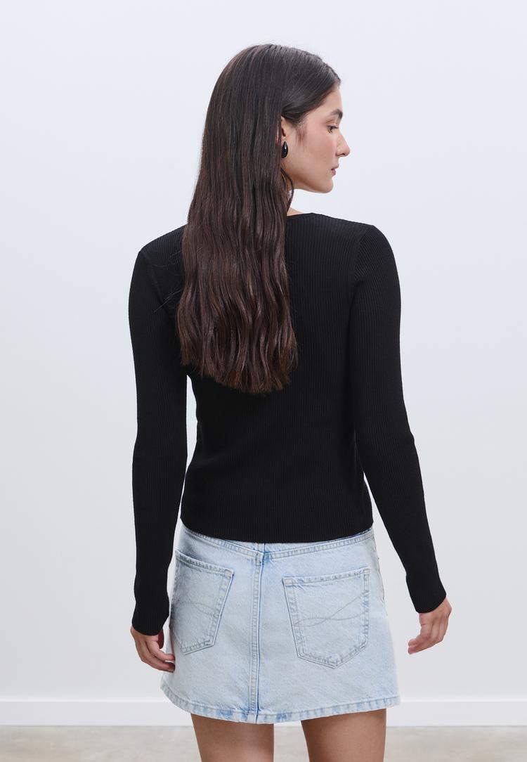 ribbed knit cardigan with buttons