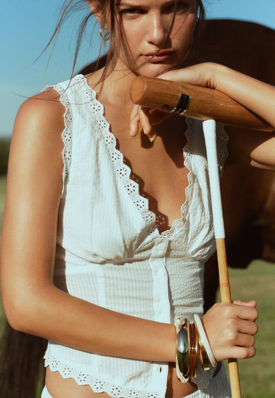 Stradivarius Top Tip Corset Fără Mâneci Alb M