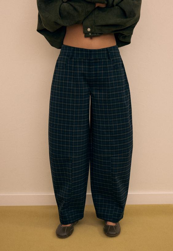 pantalon barrel habille a carreaux