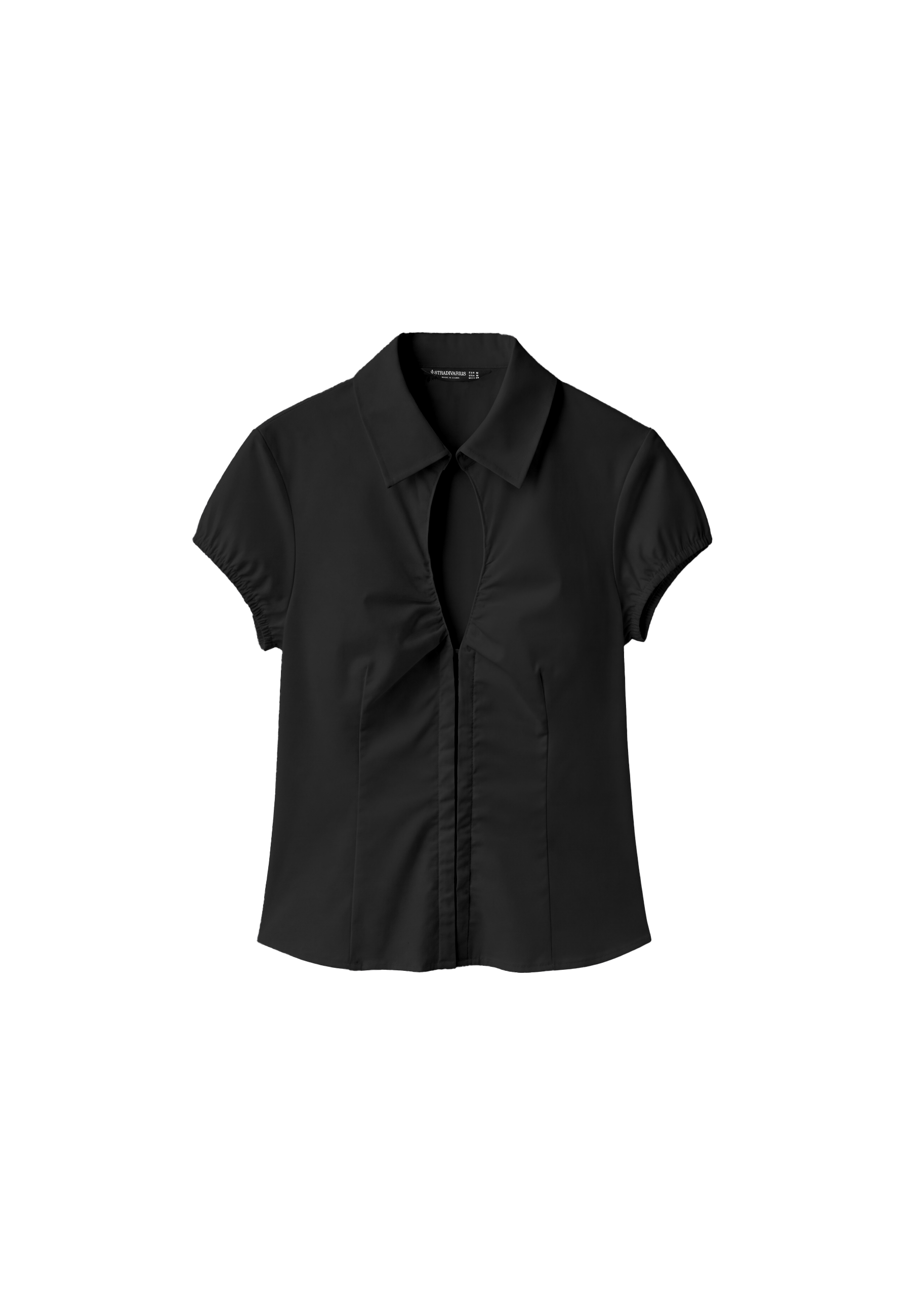 Cut-out short sleeve shirt — Black